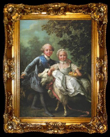 framed  Francois-Hubert Drouais Charles of France and his sister Clotilde, ta009-2